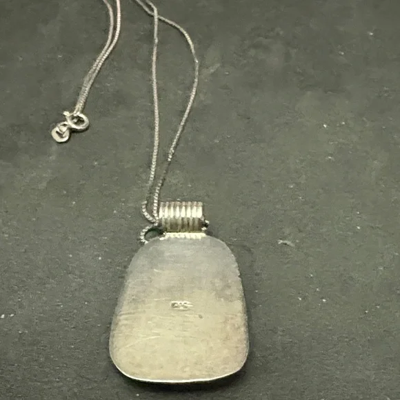 Vintage Sterling Silver Dichroic Iridescent Pendant with 925 Silver Chain - Picture 5 of 9